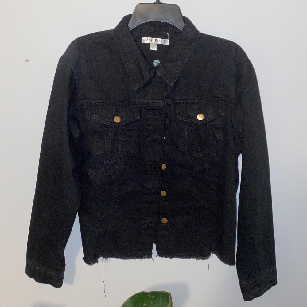 Black Embroidered Jean Jacket